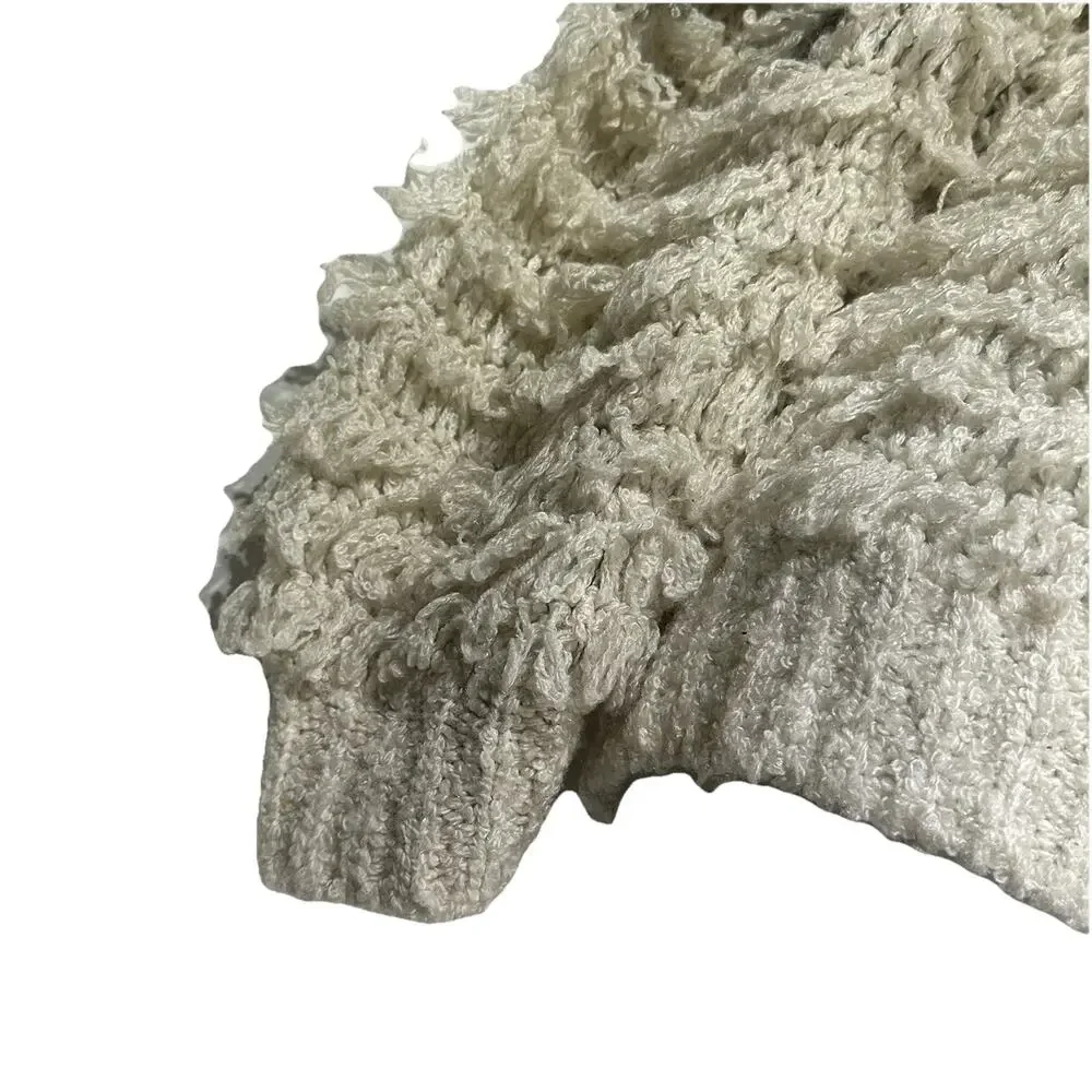 Answers By Riddles Fringe Boho Shaggy Colorblock Geometric Pullover Sweater - Picture 4 of 5